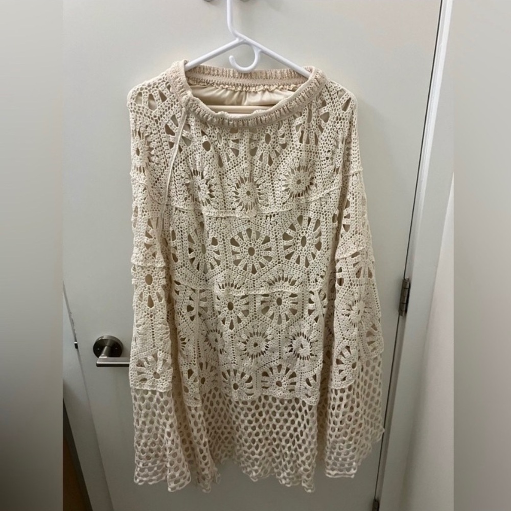 Beautiful crochet knit maxi skirt NWT bone style festival - Picture 2 of 4